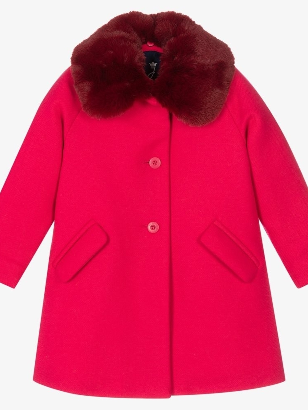 'Marilyn' Fuchsia Coat with Removable Fur Collar